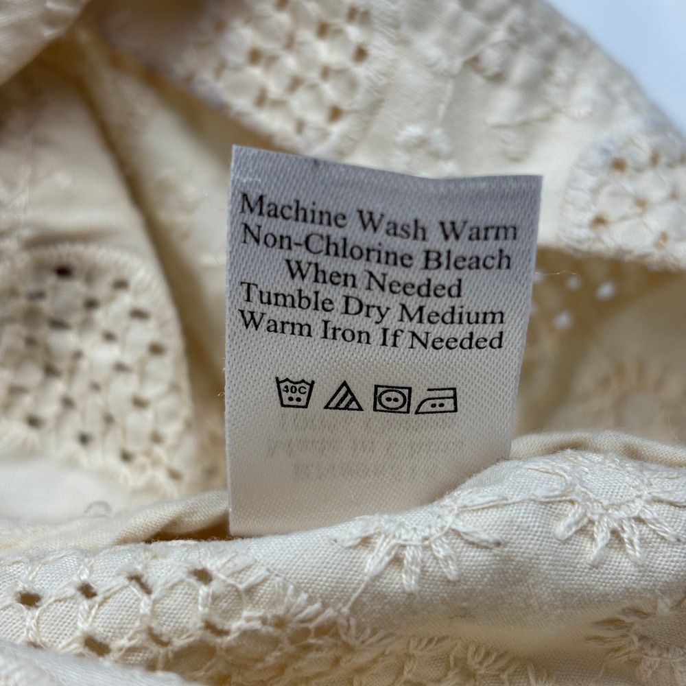 Coldwater Creek Ivory Eyelet Embroidered Cotton Blazer Jacket Hook Front Sz M - Picture 10 of 14